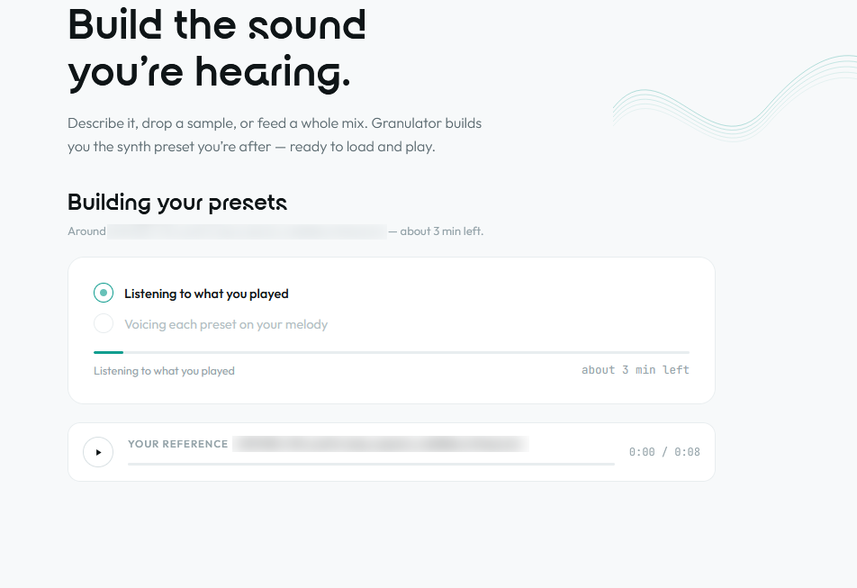 A preset from a few words, or a sample.